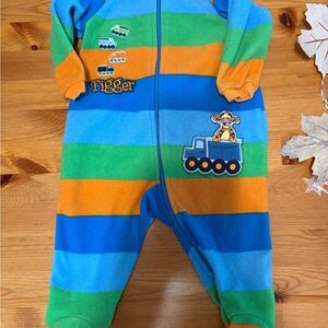 3/12$ Striped Kids One Piece - Blue, Orange, Green